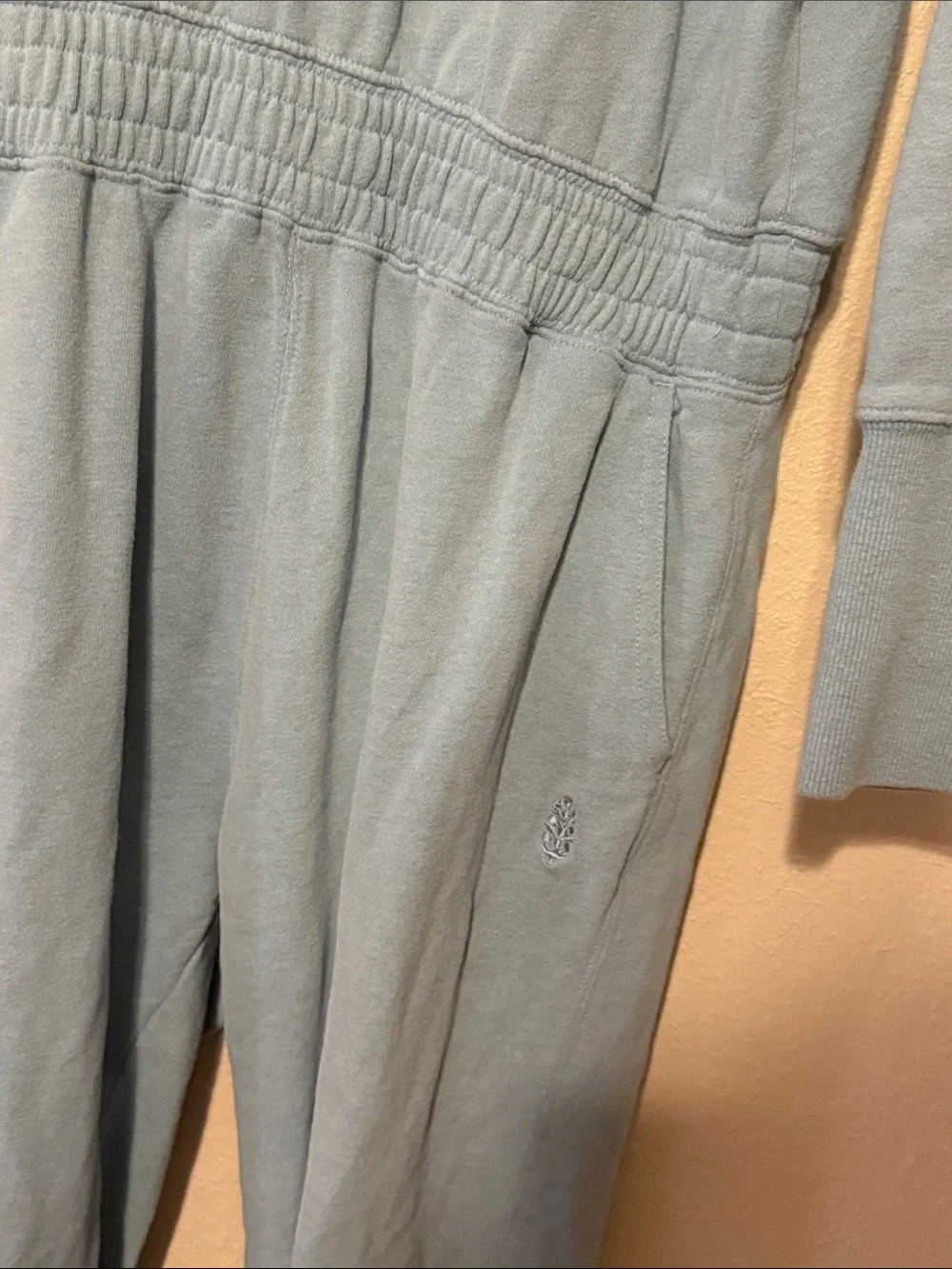 Free People Movement Training Day 100% Cotton‎ Teal Green Hooded Jumpsuit Medium